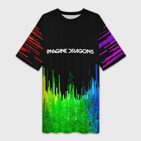 Платье-футболка 3D с принтом IMAGINE DRAGONS в Белгороде,  |  | color | imagine dragons | logo | stripes | trend | абстракция | группа | линии | лого | рок | рэп | фирменные цвета