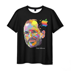 Мужская футболка 3D с принтом Стив Джобс / Think Different в Белгороде, 100% полиэфир | прямой крой, круглый вырез горловины, длина до линии бедер | apple | different | ipad | iphone | jobs | steve | steven | think | аппле | джобс | жобс | основатель | создатель | стив | стивен | эпл | яблоко