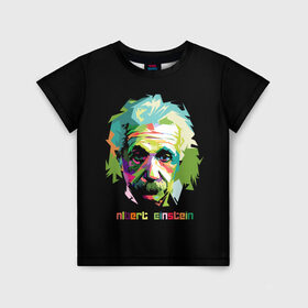 Детская футболка 3D с принтом Эйнштейн Альберт в Белгороде, 100% гипоаллергенный полиэфир | прямой крой, круглый вырез горловины, длина до линии бедер, чуть спущенное плечо, ткань немного тянется | albert | einstein | альберт | великий | закон | легендарный | нобелевская | относительности | премия | профессор | теория | ученый | физик | физика | энштейн
