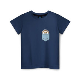 Детская футболка хлопок с принтом Ёжик в кармане в Белгороде, 100% хлопок | круглый вырез горловины, полуприлегающий силуэт, длина до линии бедер | еж | ёжик | ёжик в кармане | лес