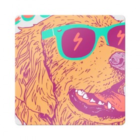 Магнит виниловый Квадрат с принтом cool boi в Белгороде, полимерный материал с магнитным слоем | размер 9*9 см, закругленные углы | dog | дог | круто | лето | очки | песики | пляж | собаки