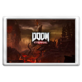 Магнит 45*70 с принтом DOOM Eternal в Белгороде, Пластик | Размер: 78*52 мм; Размер печати: 70*45 | doom | doomguy | slayer | вечный | дум | думгай | палач рока