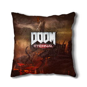 Подушка 3D с принтом DOOM Eternal в Белгороде, наволочка – 100% полиэстер, наполнитель – холлофайбер (легкий наполнитель, не вызывает аллергию). | состоит из подушки и наволочки. Наволочка на молнии, легко снимается для стирки | Тематика изображения на принте: doom | doomguy | slayer | вечный | дум | думгай | палач рока