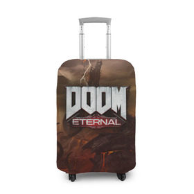 Чехол для чемодана 3D с принтом DOOM Eternal в Белгороде, 86% полиэфир, 14% спандекс | двустороннее нанесение принта, прорези для ручек и колес | doom | doomguy | slayer | вечный | дум | думгай | палач рока