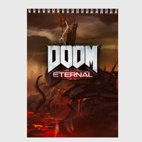 Скетчбук с принтом DOOM Eternal в Белгороде, 100% бумага
 | 48 листов, плотность листов — 100 г/м2, плотность картонной обложки — 250 г/м2. Листы скреплены сверху удобной пружинной спиралью | doom | doomguy | slayer | вечный | дум | думгай | палач рока