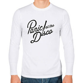 Мужской лонгслив хлопок с принтом Panic at the disco logo в Белгороде, 100% хлопок |  | Тематика изображения на принте: brendon urie | patd | spencer smith | tyan ross