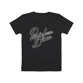 Детская футболка хлопок с принтом Panic at the disco logo в Белгороде, 100% хлопок | круглый вырез горловины, полуприлегающий силуэт, длина до линии бедер | brendon urie | patd | spencer smith | tyan ross