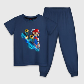 Детская пижама хлопок с принтом Super Mario в Белгороде, 100% хлопок |  брюки и футболка прямого кроя, без карманов, на брюках мягкая резинка на поясе и по низу штанин
 | 