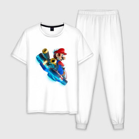 Мужская пижама хлопок с принтом Super Mario в Белгороде, 100% хлопок | брюки и футболка прямого кроя, без карманов, на брюках мягкая резинка на поясе и по низу штанин
 | 