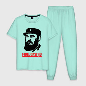 Мужская пижама хлопок с принтом Фидель Кастро в Белгороде, 100% хлопок | брюки и футболка прямого кроя, без карманов, на брюках мягкая резинка на поясе и по низу штанин
 | 