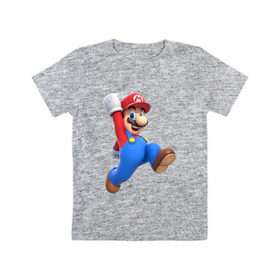 Детская футболка хлопок с принтом Super Mario в Белгороде, 100% хлопок | круглый вырез горловины, полуприлегающий силуэт, длина до линии бедер | 