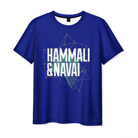 Мужская футболка 3D с принтом HammAli Navai blue в Белгороде, 100% полиэфир | прямой крой, круглый вырез горловины, длина до линии бедер | 