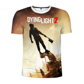 Мужская футболка 3D спортивная с принтом Dying Light 2 в Белгороде, 100% полиэстер с улучшенными характеристиками | приталенный силуэт, круглая горловина, широкие плечи, сужается к линии бедра | Тематика изображения на принте: action | city | dying light | game | postapocalypse | sky | zombie | город | игра | персонаж | постапокалипсис