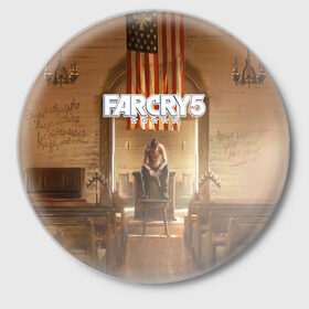Значок с принтом Far Cry 5 в Белгороде,  металл | круглая форма, металлическая застежка в виде булавки | Тематика изображения на принте: 