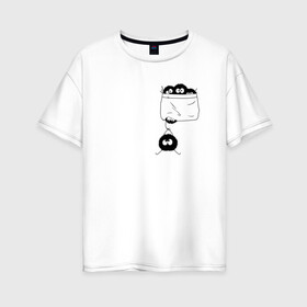 Женская футболка хлопок Oversize с принтом Тоторо в Белгороде, 100% хлопок | свободный крой, круглый ворот, спущенный рукав, длина до линии бедер
 | anime | аниме | анимэ | герои | канта огаки | котобус | мой сосед тоторо | мультсериал | мультфильм | мэй кусакабэ | сацуки кусакабэ | сусуватари | тацуо кусакабэ | тоторо | ясуко кусакабэ