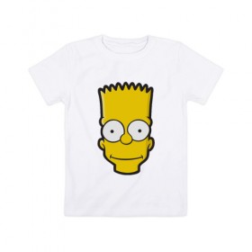 Детская футболка хлопок с принтом Барт в Белгороде, 100% хлопок | круглый вырез горловины, полуприлегающий силуэт, длина до линии бедер | Тематика изображения на принте: барт | голова | мультфильмы | симпсоны