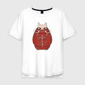 Мужская футболка хлопок Oversize с принтом Атака титанов в Белгороде, 100% хлопок | свободный крой, круглый ворот, “спинка” длиннее передней части | attack on titan | атака на титанов | колосс | титан | тоторо