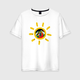 Женская футболка хлопок Oversize с принтом Недокасаемость солнце в Белгороде, 100% хлопок | свободный крой, круглый ворот, спущенный рукав, длина до линии бедер
 | анастасия иванова | гречка | люби меня люби | недокасаемость | подростки