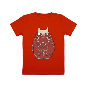 Детская футболка хлопок с принтом Attack on Totoro в Белгороде, 100% хлопок | круглый вырез горловины, полуприлегающий силуэт, длина до линии бедер | anime | attack on titan | totoro | аниме | атака титанов | тоторо