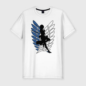 Мужская футболка премиум с принтом Mikasa в Белгороде, 92% хлопок, 8% лайкра | приталенный силуэт, круглый вырез ворота, длина до линии бедра, короткий рукав | anime | attack on titan | аниме | атака титанов
