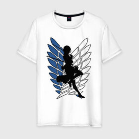Мужская футболка хлопок с принтом Mikasa в Белгороде, 100% хлопок | прямой крой, круглый вырез горловины, длина до линии бедер, слегка спущенное плечо. | anime | attack on titan | аниме | атака титанов