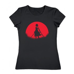 Женская футболка хлопок с принтом Red Moon Surveyor в Белгороде, 100% хлопок | прямой крой, круглый вырез горловины, длина до линии бедер, слегка спущенное плечо | anime | attack on titan | аниме | атака титанов
