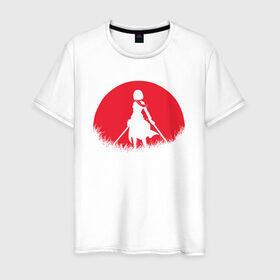 Мужская футболка хлопок с принтом Red Moon Surveyor в Белгороде, 100% хлопок | прямой крой, круглый вырез горловины, длина до линии бедер, слегка спущенное плечо. | anime | attack on titan | аниме | атака титанов