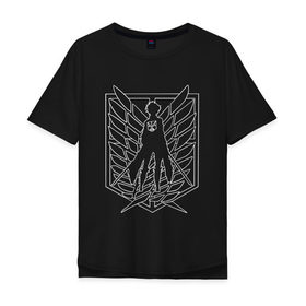 Мужская футболка хлопок Oversize с принтом Scouting Legion Eren в Белгороде, 100% хлопок | свободный крой, круглый ворот, “спинка” длиннее передней части | Тематика изображения на принте: anime | attack on titan | аниме | атака титанов