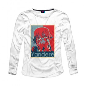 Женский лонгслив хлопок с принтом YANDERE в Белгороде, 100% хлопок |  | ahegao | anime | kawai | kowai | otaku | senpai | sugoi | waifu | weeaboo | yandere | аниме | ахегао | вайфу | виабу | каваи | ковай | культура | отаку | сенпай | сугои | тренд | яндере