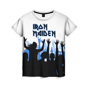 Женская футболка 3D с принтом IRON MAIDEN в Белгороде, 100% полиэфир ( синтетическое хлопкоподобное полотно) | прямой крой, круглый вырез горловины, длина до линии бедер | 