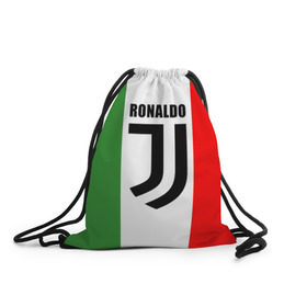 Рюкзак-мешок 3D с принтом Ronaldo Juventus Italy в Белгороде, 100% полиэстер | плотность ткани — 200 г/м2, размер — 35 х 45 см; лямки — толстые шнурки, застежка на шнуровке, без карманов и подкладки | cr7 | cristiano ronaldo | football | juventus | криштиану роналду | роналдо | роналду | футбол | ювентус