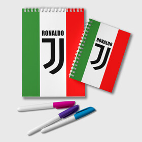 Блокнот с принтом Ronaldo Juventus Italy в Белгороде, 100% бумага | 48 листов, плотность листов — 60 г/м2, плотность картонной обложки — 250 г/м2. Листы скреплены удобной пружинной спиралью. Цвет линий — светло-серый
 | cr7 | cristiano ronaldo | football | juventus | криштиану роналду | роналдо | роналду | футбол | ювентус