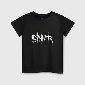 Детская футболка хлопок с принтом Sinner в Белгороде, 100% хлопок | круглый вырез горловины, полуприлегающий силуэт, длина до линии бедер | Тематика изображения на принте: 