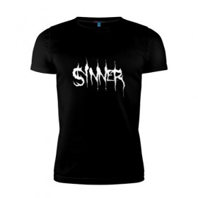 Мужская футболка премиум с принтом Sinner в Белгороде, 92% хлопок, 8% лайкра | приталенный силуэт, круглый вырез ворота, длина до линии бедра, короткий рукав | Тематика изображения на принте: 