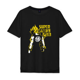 Мужская футболка хлопок Oversize с принтом SUPER SAIYAN GOD в Белгороде, 100% хлопок | свободный крой, круглый ворот, “спинка” длиннее передней части | anime | goku | sugoi | super dragon ball | аниме | гоку