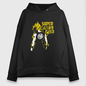 Женское худи Oversize хлопок с принтом SUPER SAIYAN GOD в Белгороде, френч-терри — 70% хлопок, 30% полиэстер. Мягкий теплый начес внутри —100% хлопок | боковые карманы, эластичные манжеты и нижняя кромка, капюшон на магнитной кнопке | anime | goku | sugoi | super dragon ball | аниме | гоку