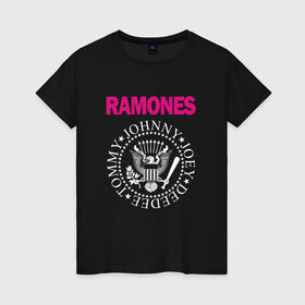 Женская футболка хлопок с принтом ramones в Белгороде, 100% хлопок | прямой крой, круглый вырез горловины, длина до линии бедер, слегка спущенное плечо | misfits | punk | ramones | панк | рок