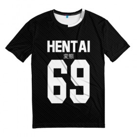 Мужская футболка 3D с принтом HENTAI в Белгороде, 100% полиэфир | прямой крой, круглый вырез горловины, длина до линии бедер | ahegao | anime | kodome | manga | senpai | аниме | анимэ | ахегао | кодоме | манга | меха | сенпай | юри | яой