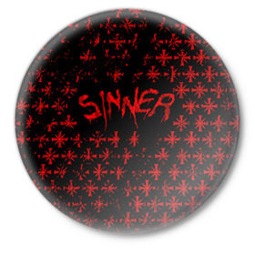 Значок с принтом FAR CRY 5 ГРЕШНИК в Белгороде,  металл | круглая форма, металлическая застежка в виде булавки | far cry | sinner