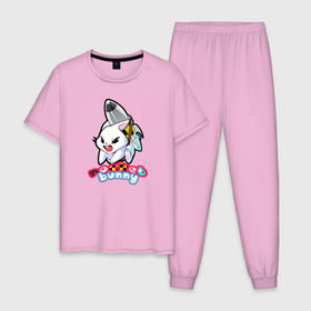 Мужская пижама хлопок с принтом Rocket bunny в Белгороде, 100% хлопок | брюки и футболка прямого кроя, без карманов, на брюках мягкая резинка на поясе и по низу штанин
 | Тематика изображения на принте: 240sx | bunny | nissan | rocket | toyota | кролик | ниссан | тойота