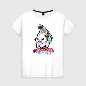 Женская футболка хлопок с принтом Rocket bunny в Белгороде, 100% хлопок | прямой крой, круглый вырез горловины, длина до линии бедер, слегка спущенное плечо | 240sx | bunny | nissan | rocket | toyota | кролик | ниссан | тойота