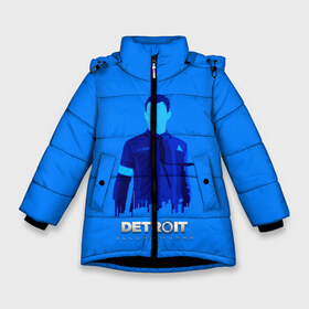 Зимняя куртка для девочек 3D с принтом Detroitbecome human в Белгороде, ткань верха — 100% полиэстер; подклад — 100% полиэстер, утеплитель — 100% полиэстер. | длина ниже бедра, удлиненная спинка, воротник стойка и отстегивающийся капюшон. Есть боковые карманы с листочкой на кнопках, утяжки по низу изделия и внутренний карман на молнии. 

Предусмотрены светоотражающий принт на спинке, радужный светоотражающий элемент на пуллере молнии и на резинке для утяжки. | Тематика изображения на принте: connor | cyberlife | detroit become human | deviant | kara | markus | ps4 | rk800 |  detroit: become human | детроит | детроит: стать человеком | игры | кара | коннор | конор | кэра | маркус | пиратs | эксклюзив