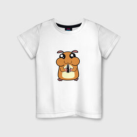 Детская футболка хлопок с принтом Хомячок в Белгороде, 100% хлопок | круглый вырез горловины, полуприлегающий силуэт, длина до линии бедер | арт | животные | милые | хомяк | хомячок | щекастик