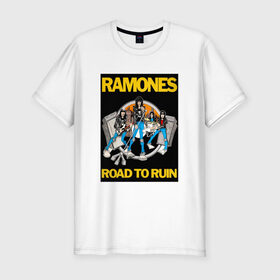 Мужская футболка премиум с принтом ramones в Белгороде, 92% хлопок, 8% лайкра | приталенный силуэт, круглый вырез ворота, длина до линии бедра, короткий рукав | punk | ramones | rock