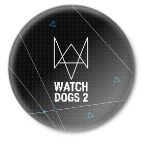 Значок с принтом WATCH DOGS 2 в Белгороде,  металл | круглая форма, металлическая застежка в виде булавки | action | ct os | ded sec | fox | gamer | hacker | player | watch dogs | watch dogs 2 | знак лиса | хакер