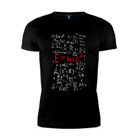 Мужская футболка премиум с принтом E=MC2 в Белгороде, 92% хлопок, 8% лайкра | приталенный силуэт, круглый вырез ворота, длина до линии бедра, короткий рукав | e mc 2 | emc 2 | school | знаменитые формулы | физика | формулы | школа | эйнштейн