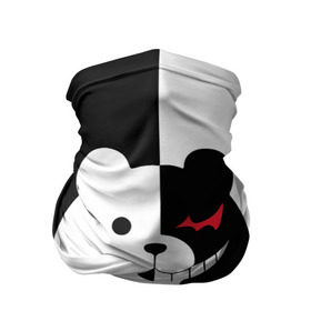 Бандана-труба 3D с принтом MONOKUMA в Белгороде, 100% полиэстер, ткань с особыми свойствами — Activecool | плотность 150‒180 г/м2; хорошо тянется, но сохраняет форму | Тематика изображения на принте: anime | bear | black  white | minomi | monokuma | pink | rabbit | school | аниме | главарь | миноми | монокума | черно белый | школа