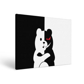 Холст прямоугольный с принтом MONOKUMA в Белгороде, 100% ПВХ |  | anime | bear | black  white | minomi | monokuma | pink | rabbit | school | аниме | главарь | миноми | монокума | черно белый | школа