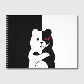 Альбом для рисования с принтом MONOKUMA в Белгороде, 100% бумага
 | матовая бумага, плотность 200 мг. | anime | bear | black  white | minomi | monokuma | pink | rabbit | school | аниме | главарь | миноми | монокума | черно белый | школа