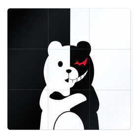 Магнитный плакат 3Х3 с принтом MONOKUMA в Белгороде, Полимерный материал с магнитным слоем | 9 деталей размером 9*9 см | anime | bear | black  white | minomi | monokuma | pink | rabbit | school | аниме | главарь | миноми | монокума | черно белый | школа